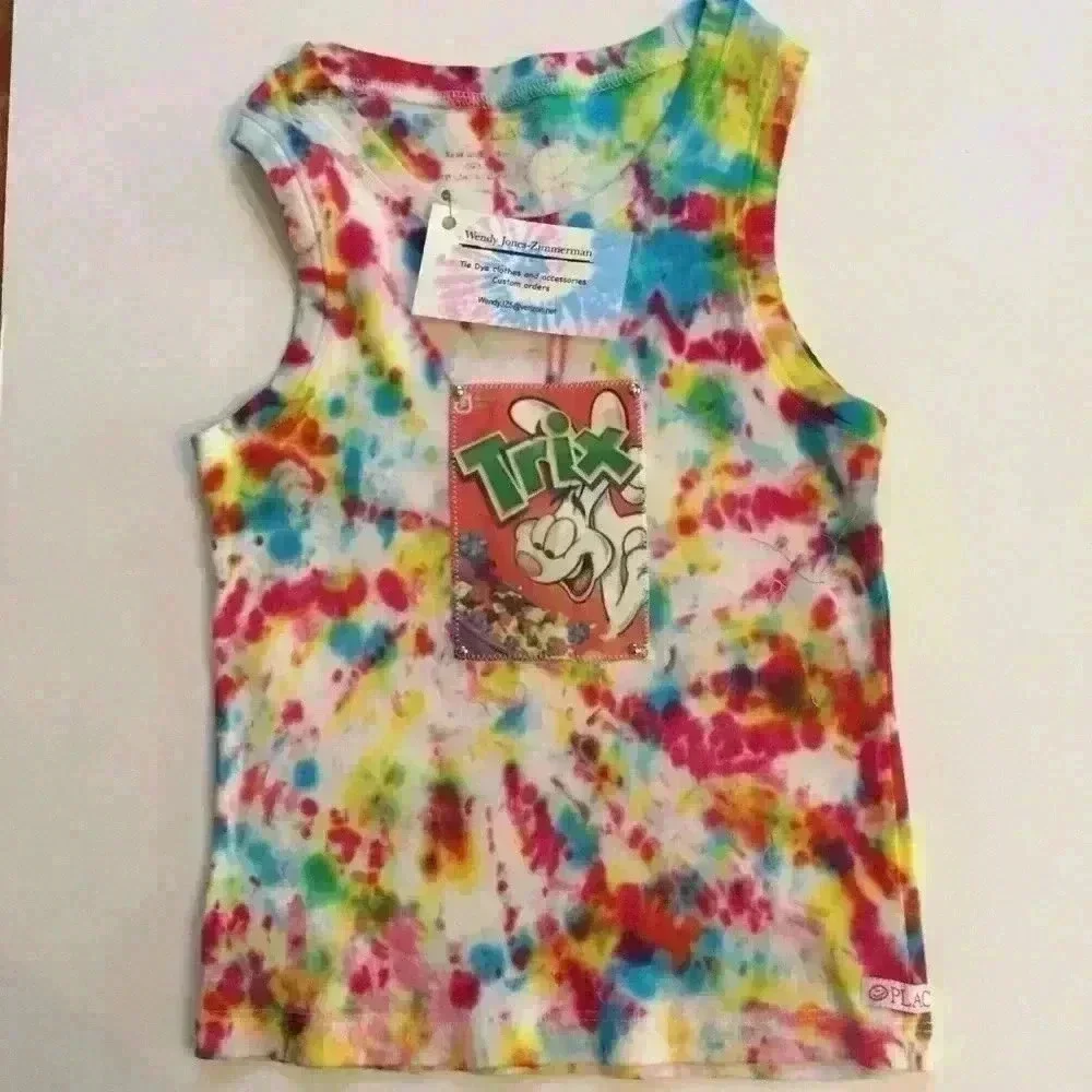 Trix cereal rabbit handmade Tie dye tank girls S